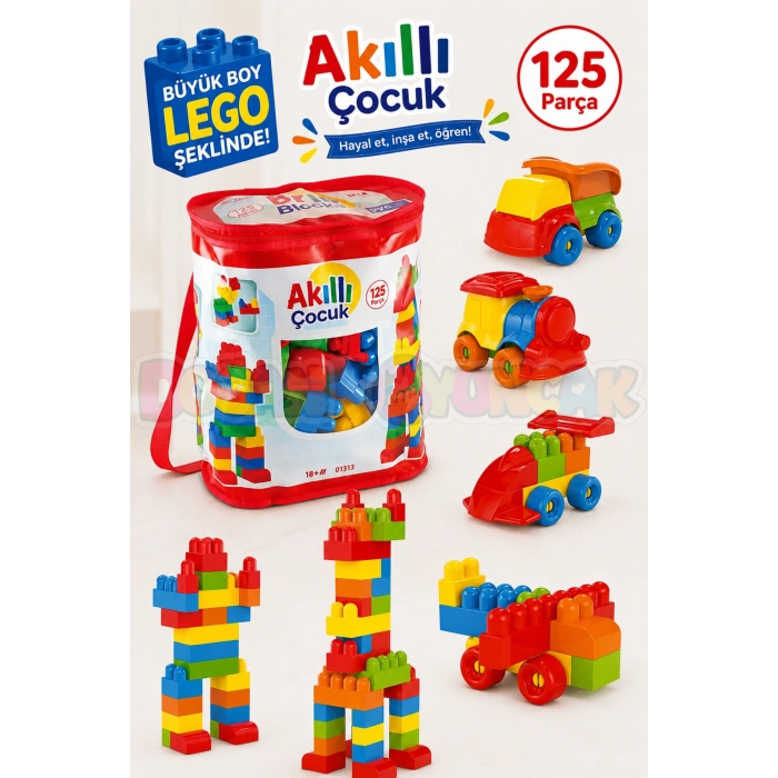 Akıllı Çocuk (125 Parça) - Büyük Parça Lego - Lego Setleri - Bloklar - Bebek Lego