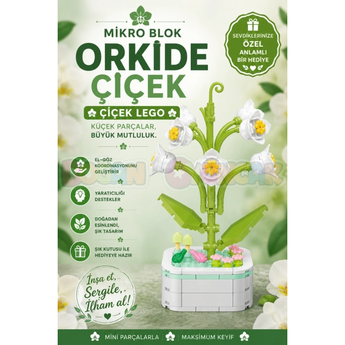 Mikro Blok Orkide Çiçek Lego - Lego Setleri Mini Lego - Çiçek Lego - Blossom Çiçek Lego