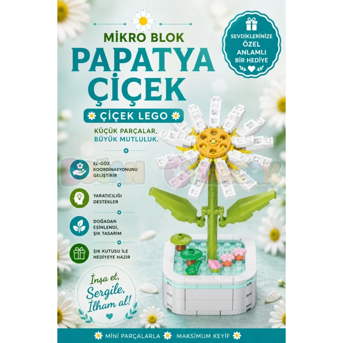 Mikro Blok Papatya Çiçek Lego - Lego Setleri Mini Lego - Çiçek Lego - Blossom Çiçek Lego