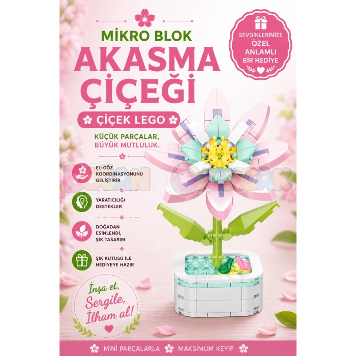 Mikro Blok Akasma Çiçeği Çiçek Lego - Lego Setleri Mini Lego - Çiçek Lego - Blossom Çiçek Lego