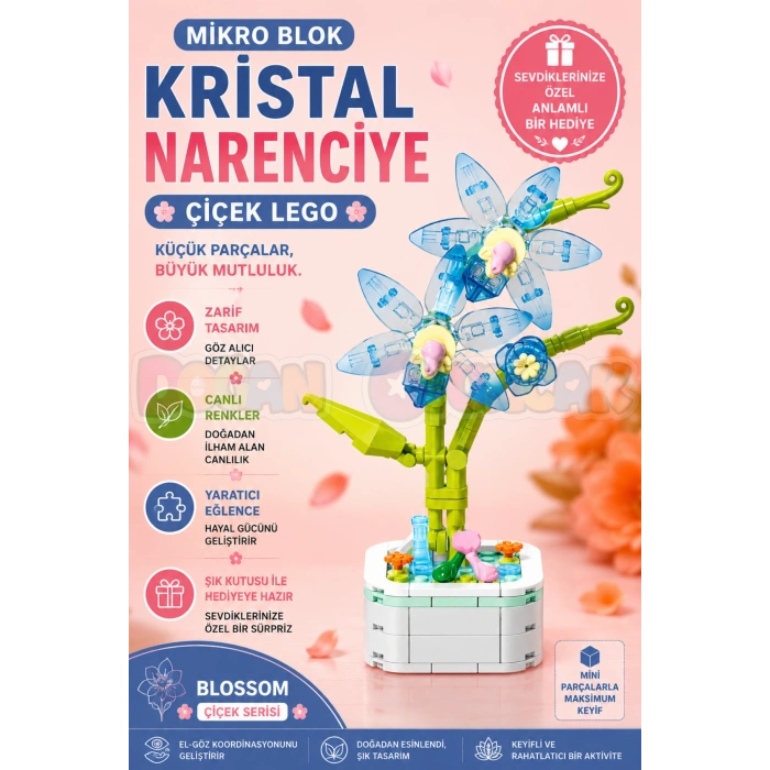 Mikro Blok Kristal Narenciye Çiçek Lego - Lego Setleri Mini Lego - Çiçek Lego - Blossom Çiçek Lego