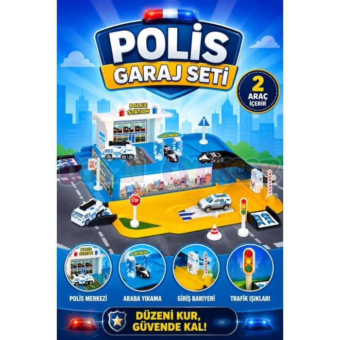 Polis Garaj Seti - Otopark Seti - Araba Seti - Polis İstasyonu - Araç Seti - Araba Oyunu