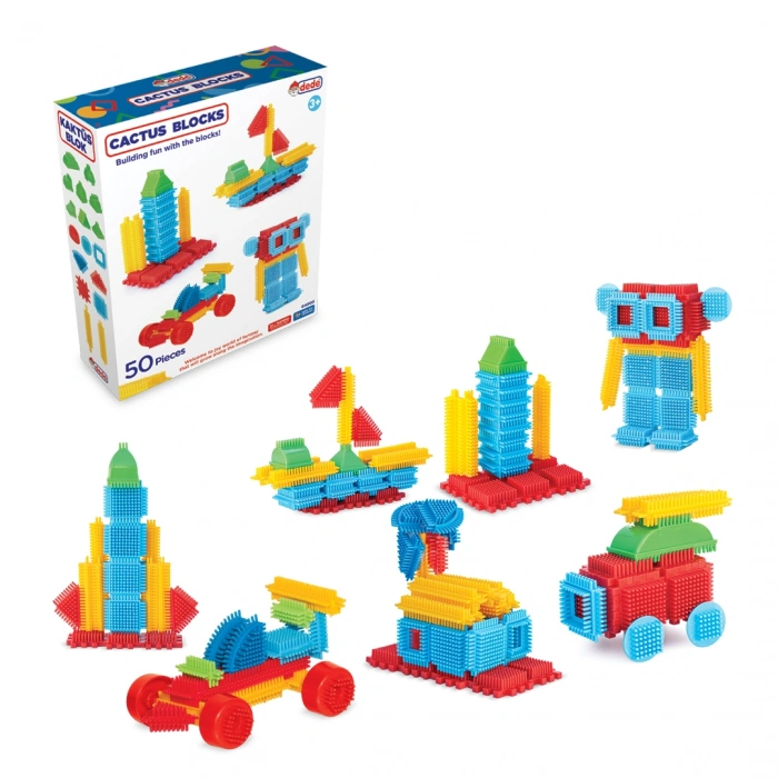 Kaktüs Bloklar (50 Parça) - Kaktüs Oyuncak - Lego Seti - Kaktüs Lego - Taraklı Lego Eğitici Lego Seti