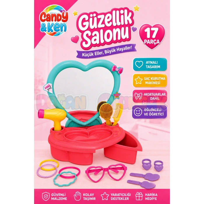 Candy & Ken Güzellik Salonu - Güzellik Setleri - Kuaför Oyuncak Seti - Makyaj Seti