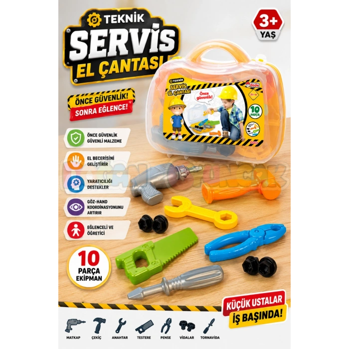 Teknik Servis El Çantası - Oyuncak Tamir Setleri - Tamir Aletleri - Alet Seti - Vidalama Seti