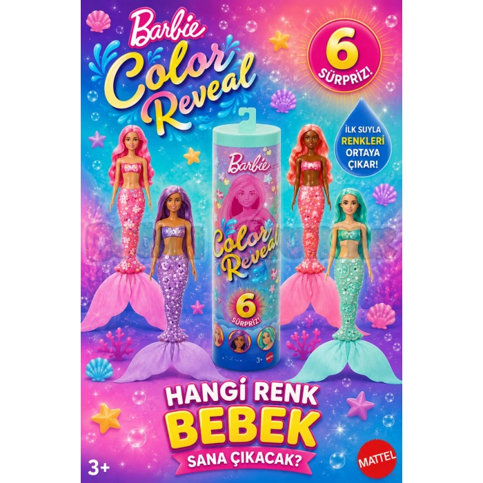 Barbie Color Reveal - Barbie Deniz Kızı Bebekler JMW61 - Barbie Oyuncak Barbie Bebek