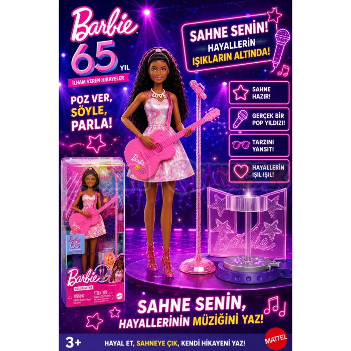 Barbie 65.Yıl Deluxe Kariyer Bebekleri - Pop Yıldızı HRG41 - Barbie Oyuncak Barbie Bebek Barbi Meslek