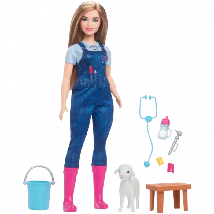 Barbie 65.Yıl Deluxe Kariyer Bebekleri - Çiflik Veteriner Seti HRG42 - Barbie Oyuncak Barbie Bebek Barbi Meslek
