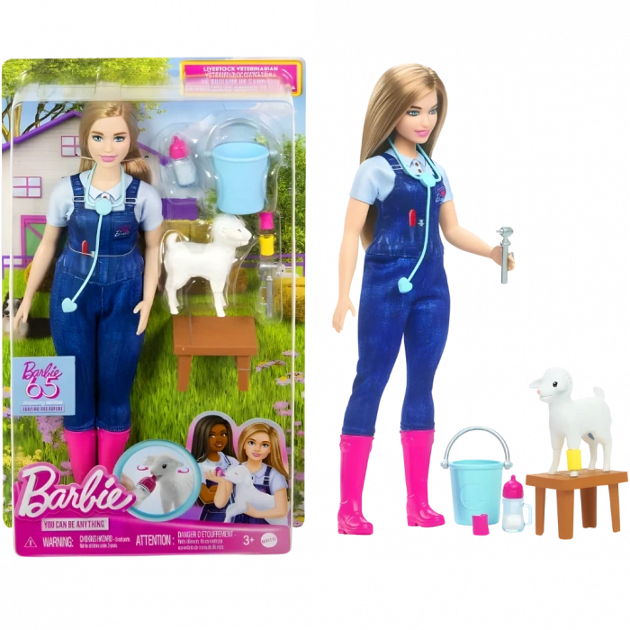 Barbie 65.Yıl Deluxe Kariyer Bebekleri - Çiflik Veteriner Seti HRG42 - Barbie Oyuncak Barbie Bebek Barbi Meslek