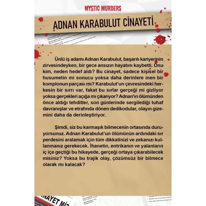 Adnan Karabulut Davası Dedektif Oyunu - Dava Çözme Oyunu - Suç Çözme Oyunu - Cinayet Oyunu Cinayet Çözme