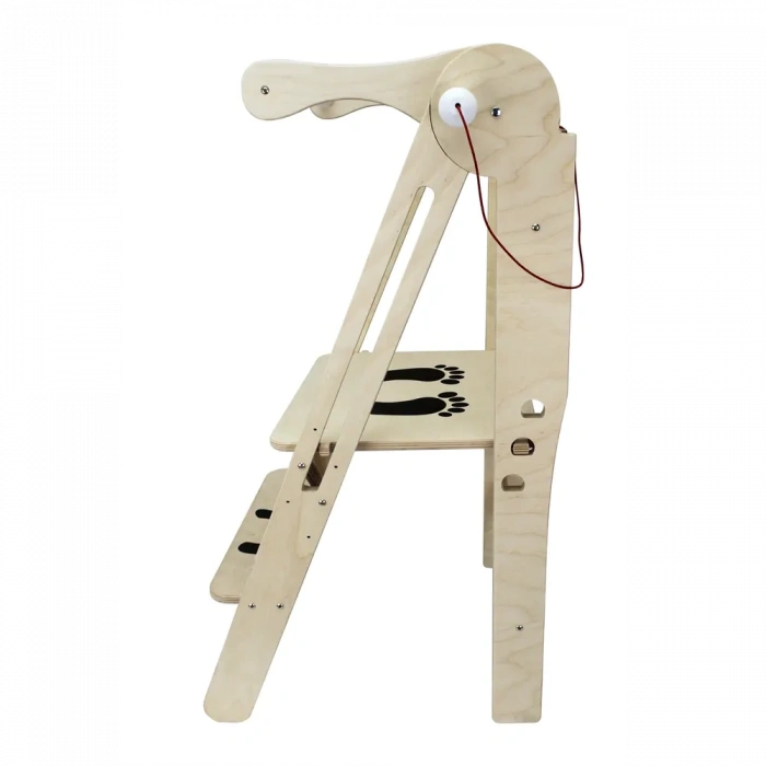 Ahşap Ayarlanabilir ve Katlanabilir Öğrenme Kulesi - Huş Kontra - Yazı Tahtası - Eğitici Yazı Tahtası