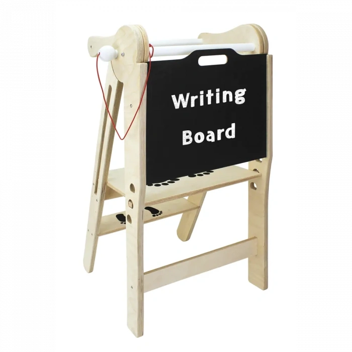 Ahşap Ayarlanabilir ve Katlanabilir Öğrenme Kulesi - Huş Kontra - Yazı Tahtası - Eğitici Yazı Tahtası