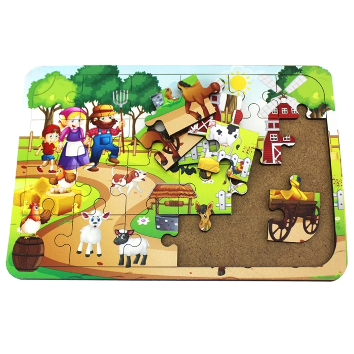 Ahşap Çiftlik Puzzle - Bebekleri İçin Puzzle - Ahşap Yapboz Oyuncak - Oyuncak Yap-boz - 24 Parça Puzzle