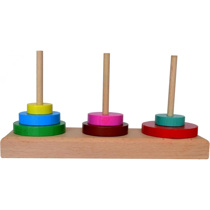 Ahşap Hanoi Kulesi Oyunu - Akıl ve Zeka Oyunu - Hanoi Kulesi Oyunu - Redka Hanoi Kulesi Oyunu - Strateji Oyunu