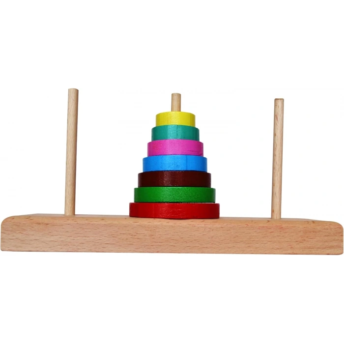 Ahşap Hanoi Kulesi Oyunu - Akıl ve Zeka Oyunu - Hanoi Kulesi Oyunu - Redka Hanoi Kulesi Oyunu - Strateji Oyunu