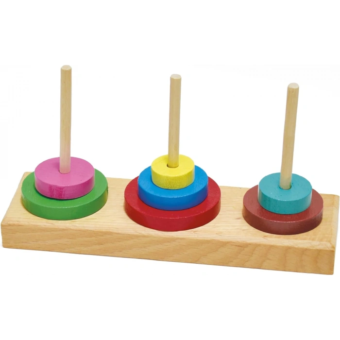 Ahşap Hanoi Kulesi Oyunu - Akıl ve Zeka Oyunu - Hanoi Kulesi Oyunu - Redka Hanoi Kulesi Oyunu - Strateji Oyunu