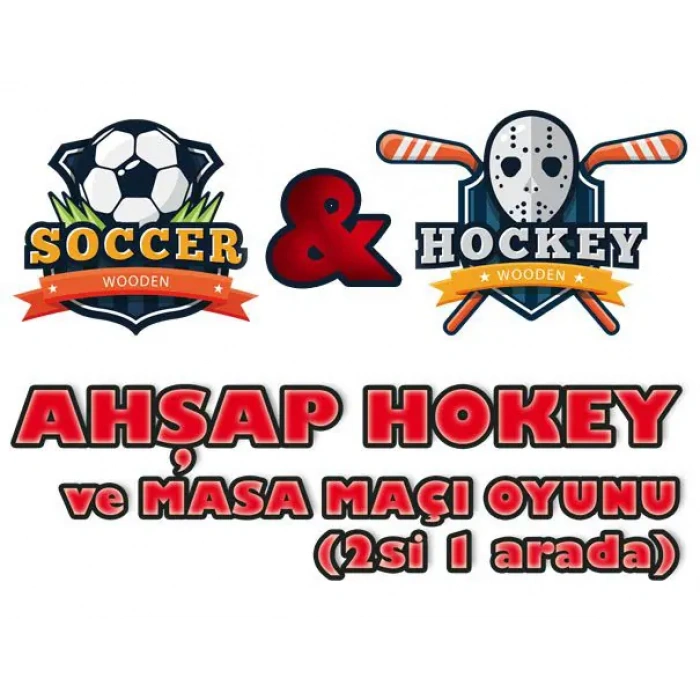 Ahşap Hokey ve Ahşap Langırt Seti - Ahşap Oyuncak - Futbol Oyuncakları - Top Oyuncak Langırt Setleri - Langırt Oyuncakları