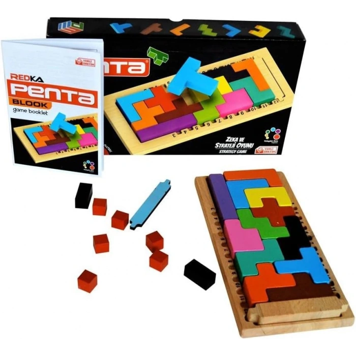 Ahşap Katamino Oyunu - Akıl ve Zeka Oyunu - Katamino Oyunu - Redka Penta Blok Oyunu - Strateji Oyunu