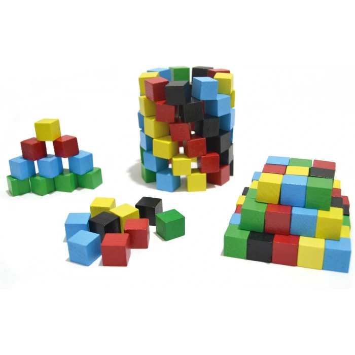 Ahşap Renkli Birim Küpler - Redka Birim Küpler Ahşap Bloklar - Ahşap Renkli Küpler