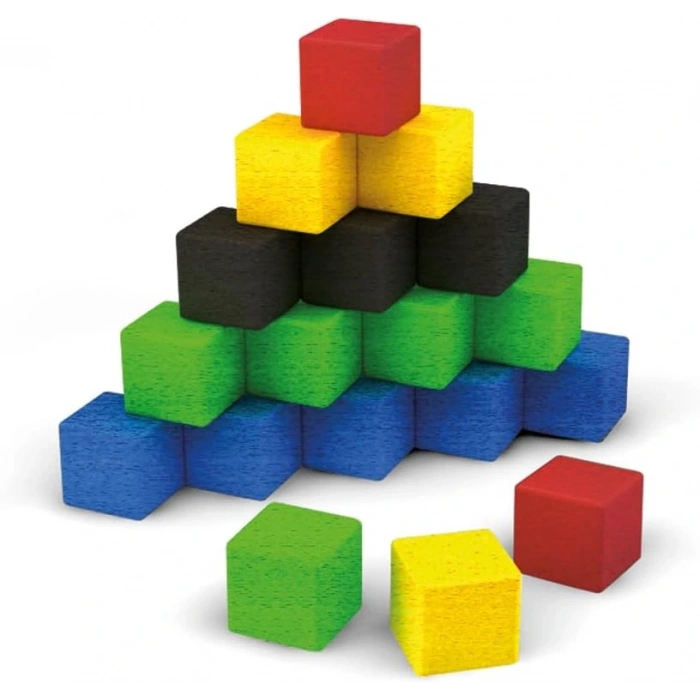 Ahşap Renkli Birim Küpler - Redka Birim Küpler Ahşap Bloklar - Ahşap Renkli Küpler