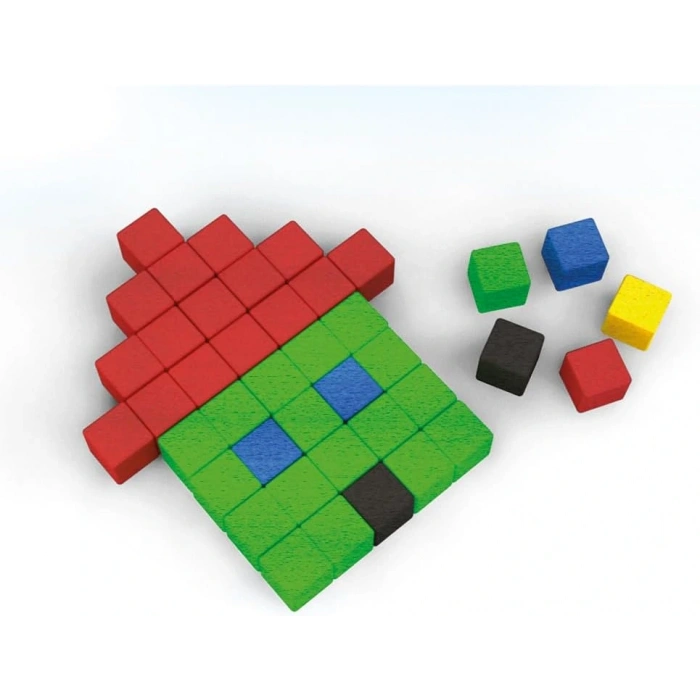 Ahşap Renkli Birim Küpler - Redka Birim Küpler Ahşap Bloklar - Ahşap Renkli Küpler