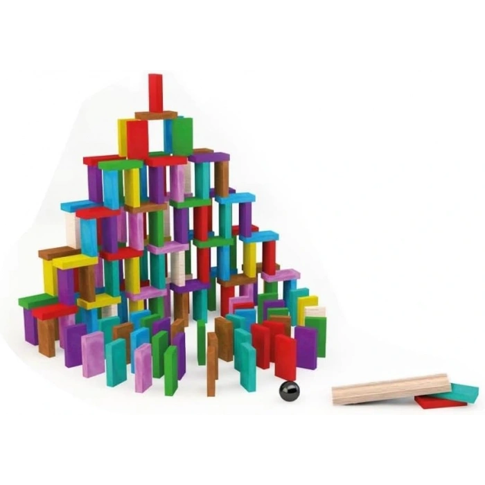 Ahşap Renkli Domino Oyunu - Redka Domino Oyunu Ahşap Oyuncaklar - Domino Oyunu