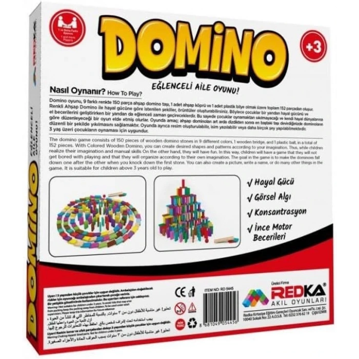 Ahşap Renkli Domino Oyunu - Redka Domino Oyunu Ahşap Oyuncaklar - Domino Oyunu