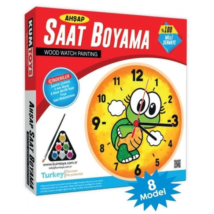 Ahşap Saat Boyama - Kumtoys Ahşap Saat Boyama - Sanat Seti - Boyama Setleri