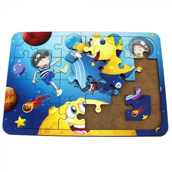 Ahşap Uzay Puzzle - Bebekleri İçin Puzzle - Ahşap Yapboz Oyuncak - Oyuncak Yap-boz - 24 Parça Puzzle