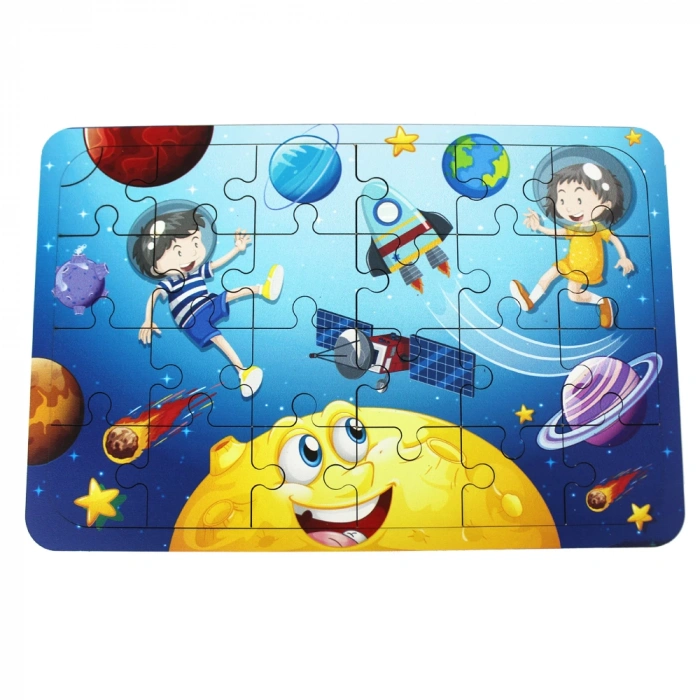 Ahşap Uzay Puzzle - Bebekleri İçin Puzzle - Ahşap Yapboz Oyuncak - Oyuncak Yap-boz - 24 Parça Puzzle