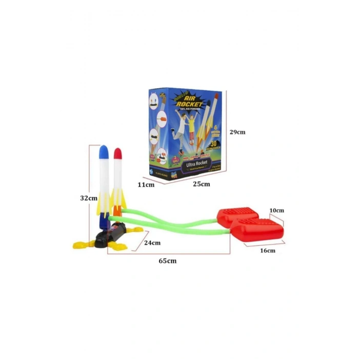 Air Rocket İkili Seti - Roket Oyuncak - 4 Roket Ve Havalı Roketatar - İkili Açık Hava Oyuncağı - Airrocket