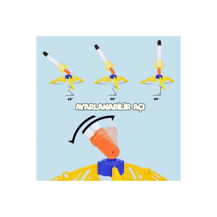 Air Rocket Tekli Seti - Roket Oyuncak - 2 Roket Ve Havalı Roketatar - Tekli Açık Hava Oyuncağı - Airrocket