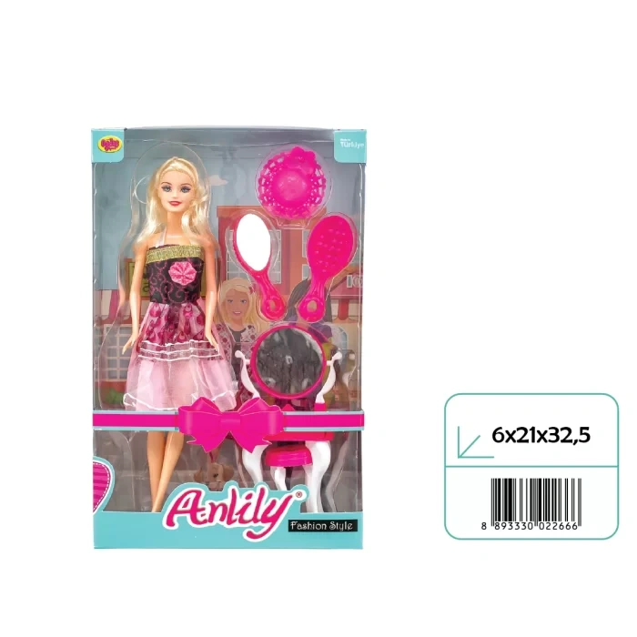 Anlily Makyah Masalı Bebek Seti - Barbie Oyuncak Bebek - Barbie Bebek - Bebek Oyun Evleri İçin Bebek - Makyaj Bebek Seti