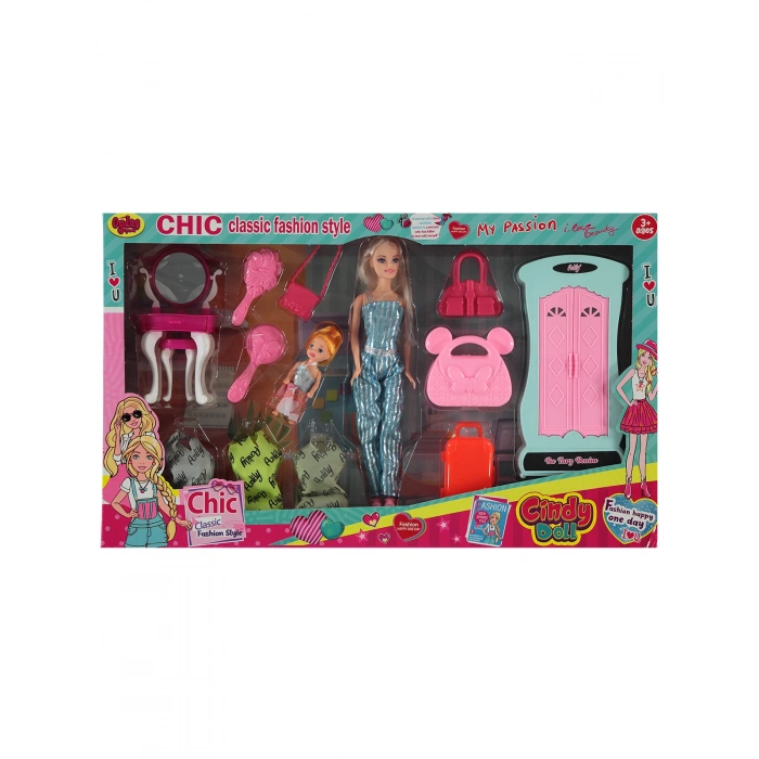 Anlily Makyaj Masalı Dolaplı Bebek Seti - Barbie Oyuncak Bebek - Barbie Bebek - Bebek Oyun Evleri İçin Bebek