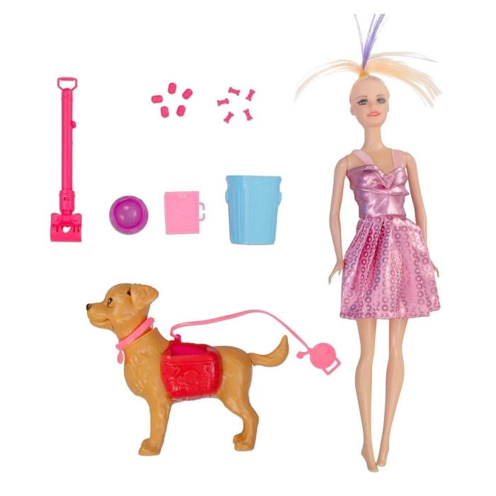 Anlily Sevimli Köpek Oyun Arkadaşım - Oyuncak Köpekli Bebek - Barbie Köpek Eğitimi - Aksesuarlı Köpekçik Oyuncak