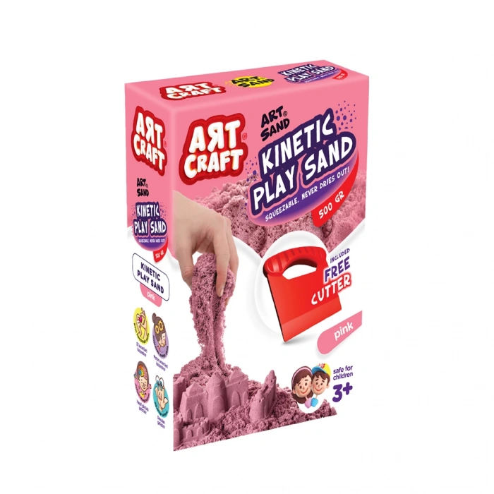 Art Sand Aksesuarlı Pembe Oyun Kumu 500 Gr. - Kinetik Kum Seti - Natural Kum - Doğal Kum