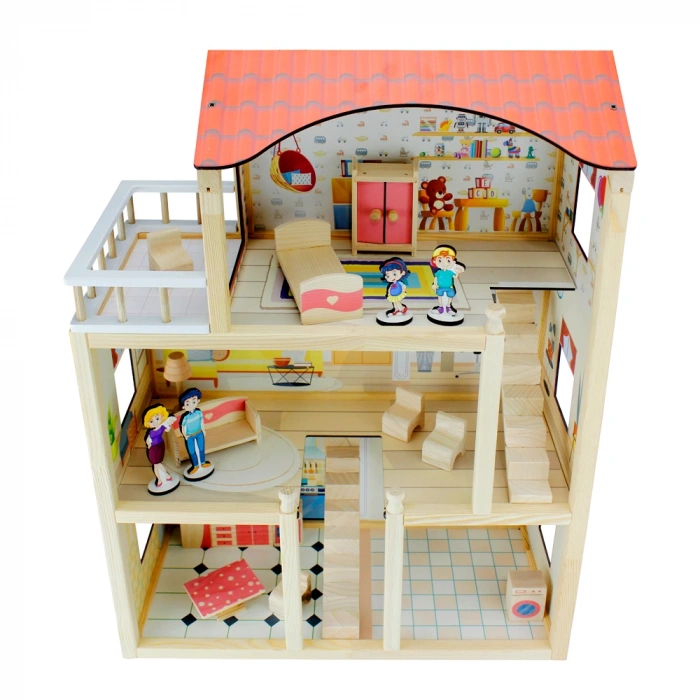 Delüx Ahşap Oyun Evi - Ahşap Tatil Evi - Merdivenli Oyun Evi - Ahşap Ev - Ahşap Oyun Evi