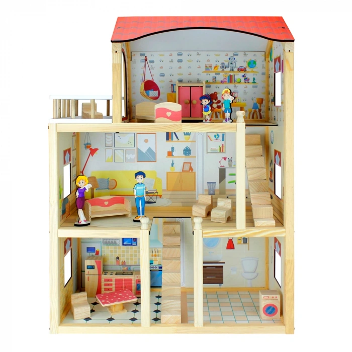 Delüx Ahşap Oyun Evi - Ahşap Tatil Evi - Merdivenli Oyun Evi - Ahşap Ev - Ahşap Oyun Evi