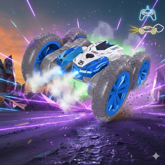 Atomizing Style Uzaktan Kumandalı Akrobatik Araba Mavi - Işıklı Buharlı Araba - Akrobasi Arabası