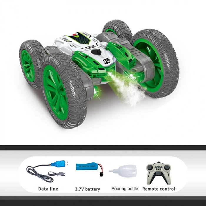 Atomizing Style Uzaktan Kumandalı Akrobatik Araba Yeşil - Işıklı Buharlı Araba - Akrobasi Arabası