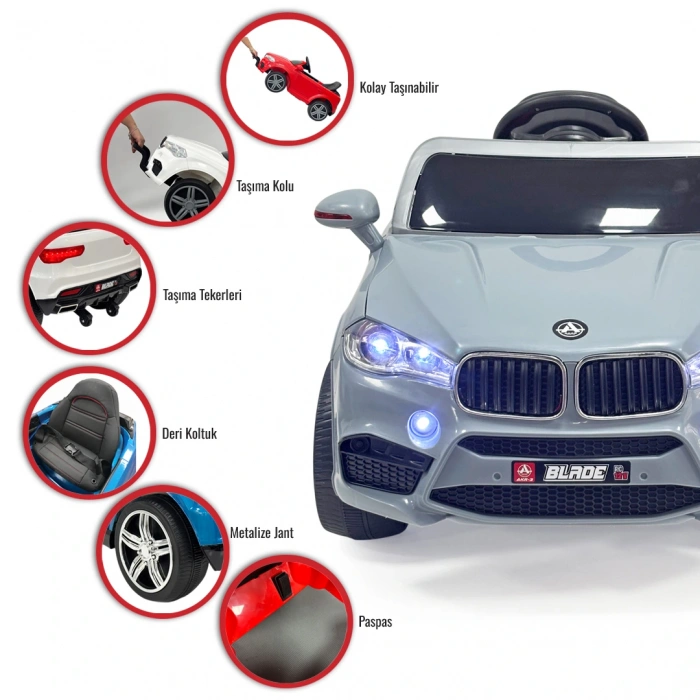 Blade GT Gri Uzaktan Kumandalı 4X2 12 Volt Akülü Araba - RC BMW Akülü Araba