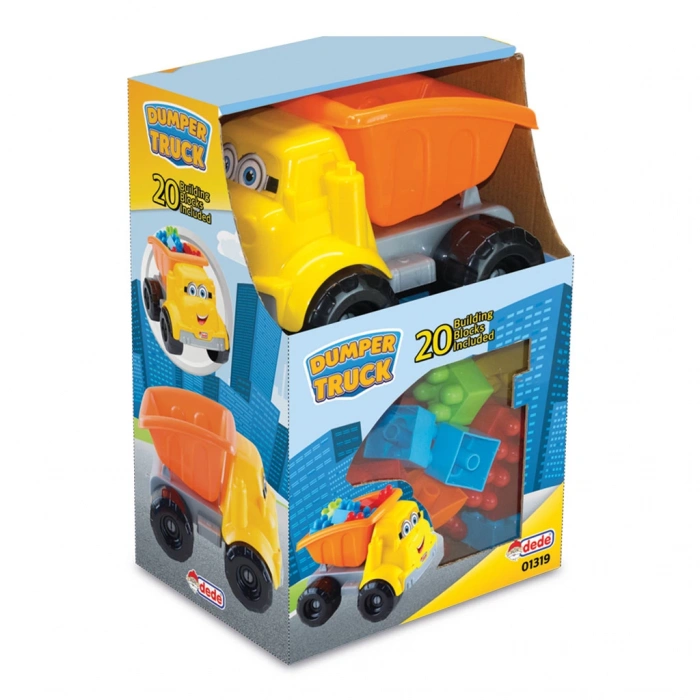 Bloklu Kamyon (20 Parça) - Oyuncak Kamyonet - Plastik Kamyon - İş Makinesi
