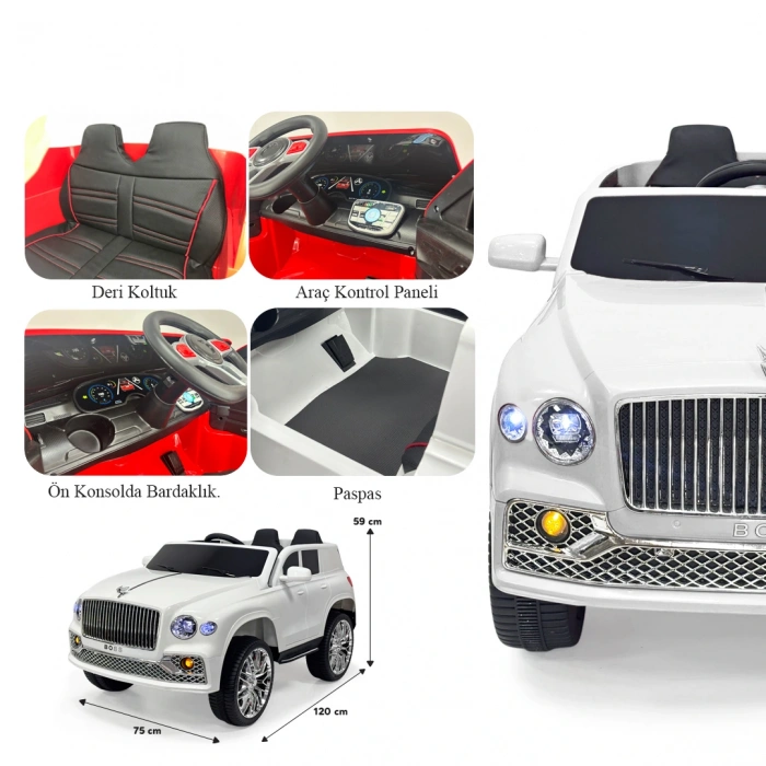 Boss GT Beyaz Uzaktan Kumandalı 4X2 12 Volt Akülü Araba - RC Maybach Akülü Araba