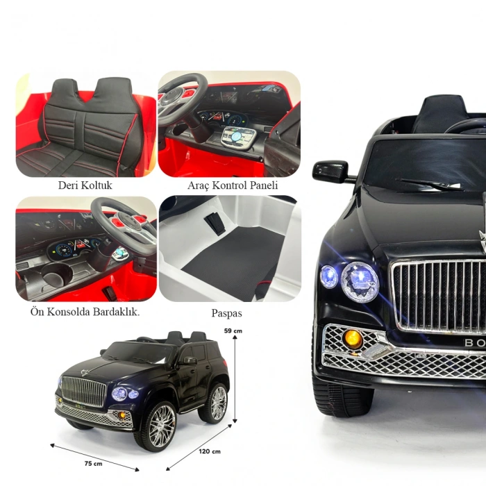 Boss GT Siyah Uzaktan Kumandalı 4X2 12 Volt Akülü Araba - RC Maybach Akülü Araba