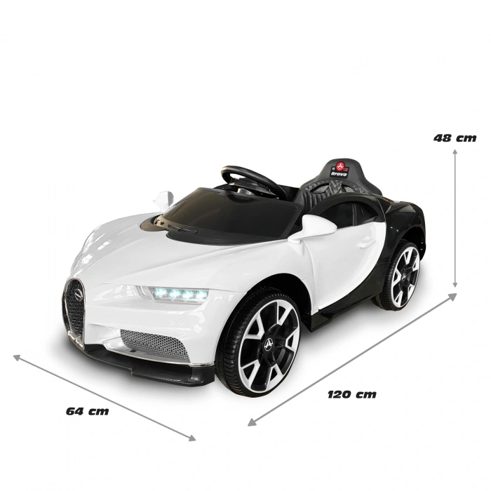 Bravo GT Beyaz Uzaktan Kumandalı 4X2 12 Volt Akülü Araba - RC Bugatti Akülü Araba