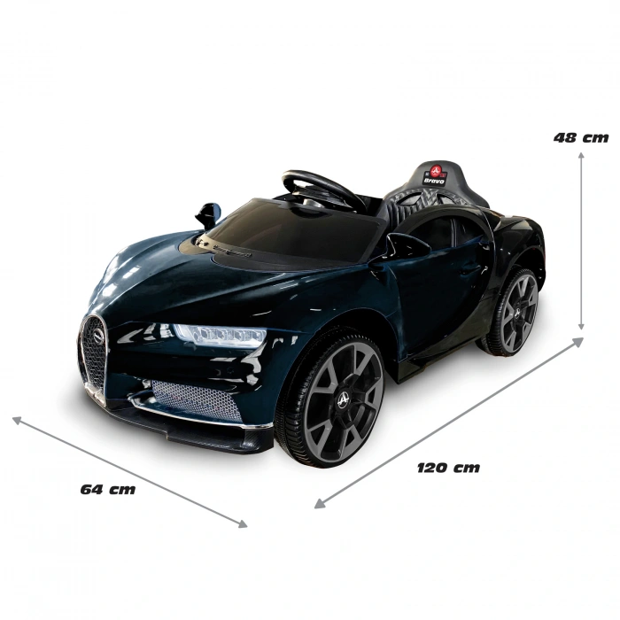 Bravo GT Siyah Uzaktan Kumandalı 4X2 12 Volt Akülü Araba - RC Bugatti Akülü Araba