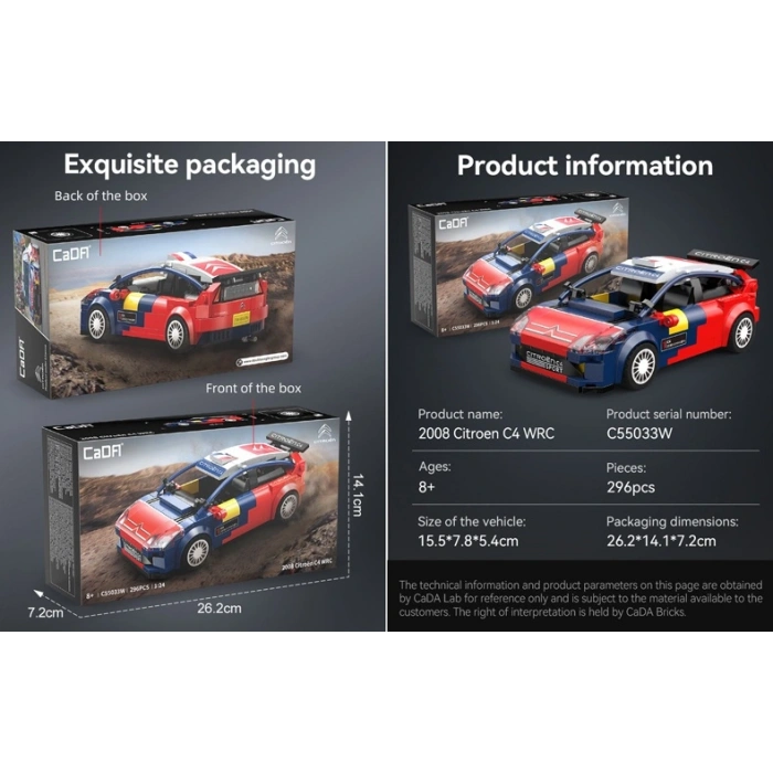 CADA Kumandalı CİTROEN C4 WRC Motorlu Araba Lego - Lego Setleri - CADA Mini Lego - Araba CADA Lego RC Araba