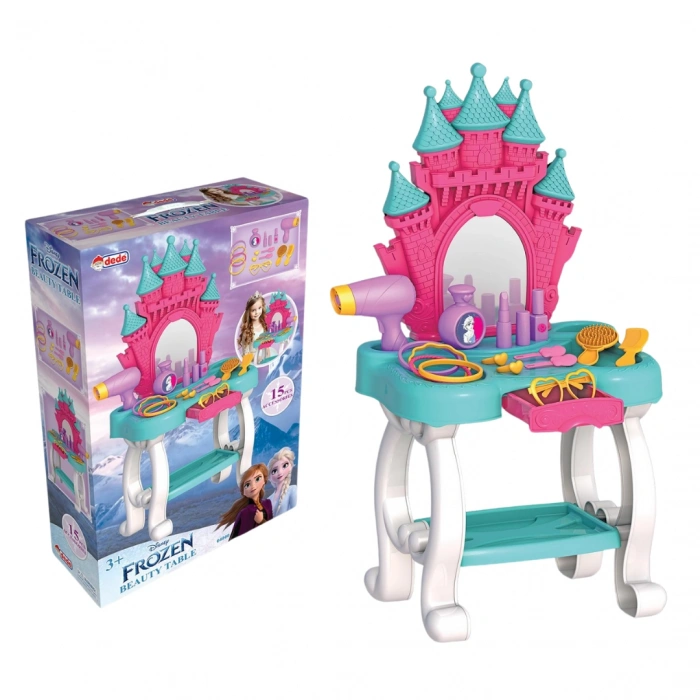 Frozen Şato Güzellik Masası - Güzellik Setleri - Kuaför Oyuncak Seti - Makyaj Seti - Karlar Ülkesi Güzellik