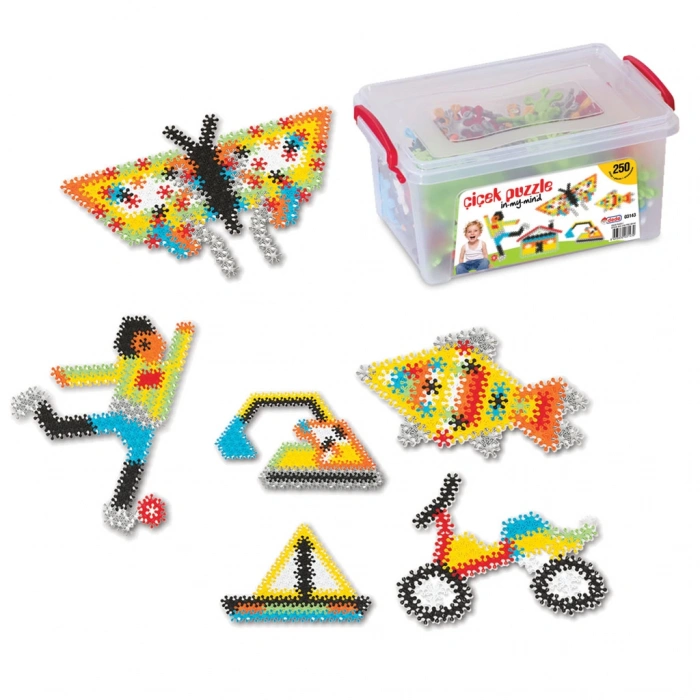 Çiçek Puzzle Lego (250 Parça) - Yıldız Puzzle - Çiçek Bloklar - Çiçek Legolar Oyuncak