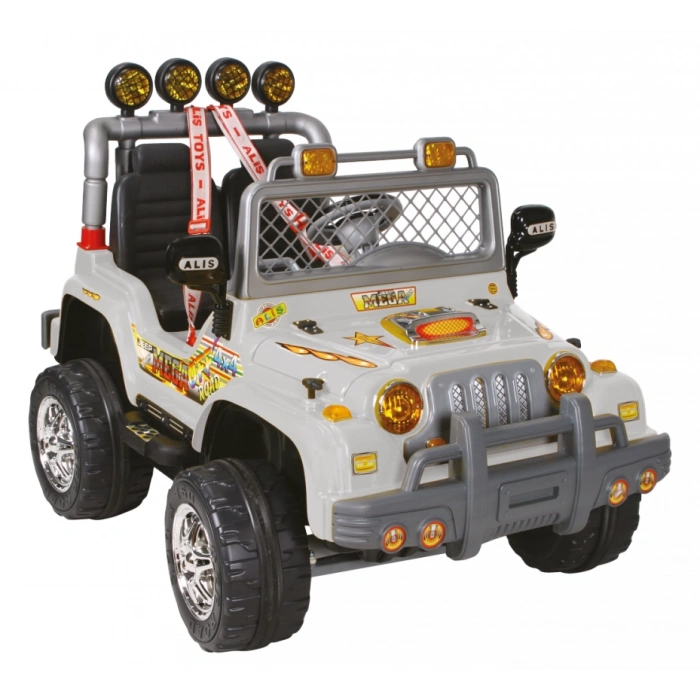 Çift Kişilik Mega Akülü Araba Gri - 12 Volt İki Kişilik Akülü Araba Akülü JEEP - Mega Off Road Turbo Jeep